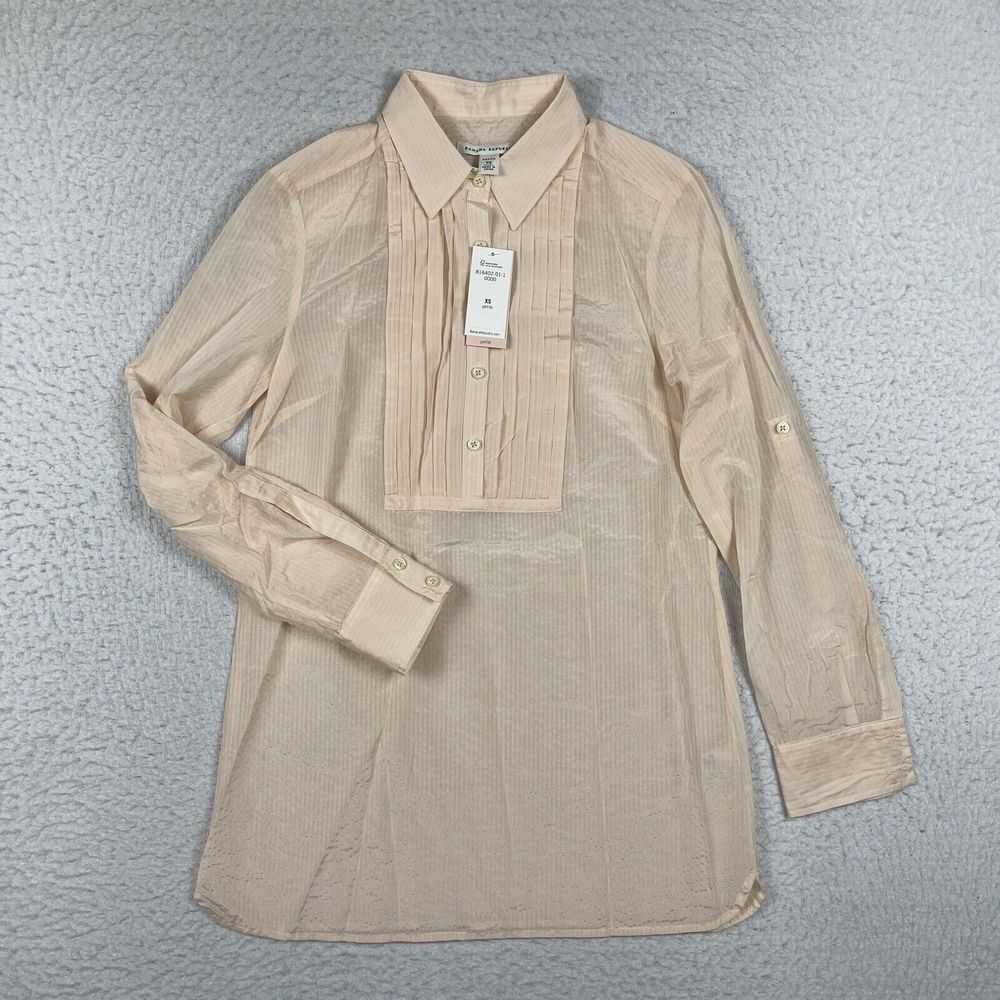 Banana‎ Republic Shirt Womens XS Petite Pink Peach Blouse Career Workwear Top
